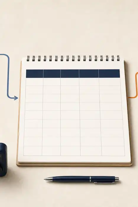 Portable battery power station beside essential loads, a planning worksheet, and a solar charging card